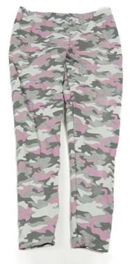 Šedo-bílo-růžové army legíny Primark