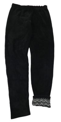 Černé plyšové zateplené legíny YIGGA