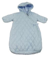 Světlemodrý šusťákový prošívaný zateplený fusak a kapucí 