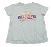 Svetlomodré tričko s palmami a nápisom Lupilu