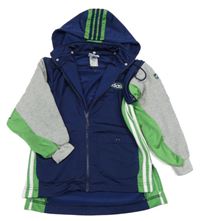 Tmavomodro-zeleno-šedá propínací mkina s kapucí Adidas