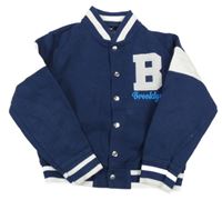 Tmavomodro-bílá baseballová mikina s písmenem Firetrap