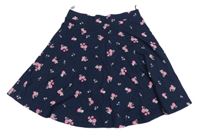 Tmavomodrá kvetovaná bavlnená sukňa C&A