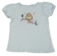 Světlemodré puntíkaté tričko s ptáčkem Topolino