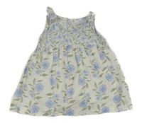 Bielo-kaki-modré kvetované plátenné šaty Carter's