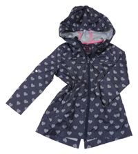 Tmavomodrá šušťáková ľahká parka so srdiečkami a kapucňou Yd.