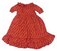 Červené šaty s kytičkami Ecolkiz