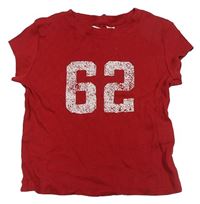Červené rebrované crop tričko s číslom H&M