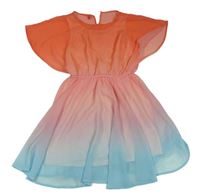 Oranžovo-růžovo-modré šifonové šaty H&M
