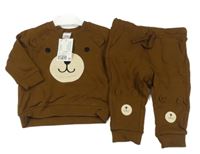2x - Hnědá mikina s medvídkem + tepláky H&M