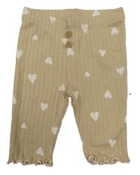 Béžové rebrované tepláky so srdiečkami