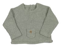 Zelenošedý vzorovaný sveter s vreckom Matalan