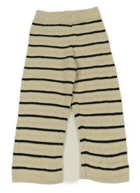 Béžovo-černé pruhované pletené culottes kalhoty F&F