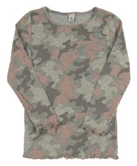 Šedo-světlerůžové žebrované army triko Tu