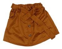 Medová sukňa s gombíky s opaskom