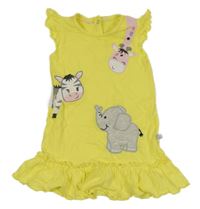 Žlté bavlnené šaty so zvieratkami Liegelind