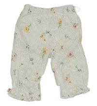 Biele plátenné kvetované podšité nohavice H&M