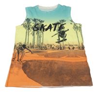 Modro-žluto-oranžové tílko se skateboardistou C&A