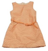 Lososové krajkové šaty s páskem C&A