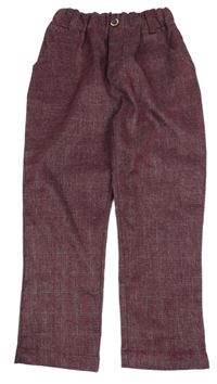 Vínovo-šedé vzorované společenské kalhoty 