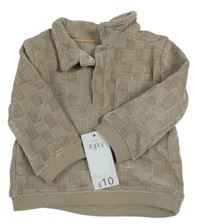 Nové - Béžová kockovaná žinylková mikina s golierikom George