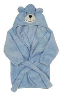 Světlemodrý chlupatý župan s medvídkem a kapucí