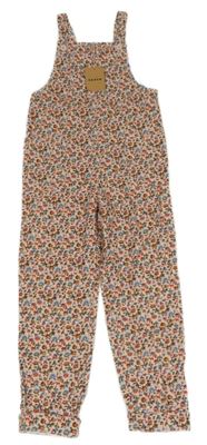 Nové - Světlerůžové manšestrové květované laclové kalhoty Mini Boden