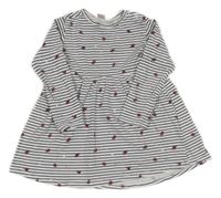 Bílo-tmavomodré pruhované bavlněné šaty s beruškami  DopoDopo 