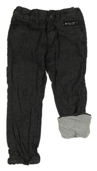 Černo-bílé kostkované plátěné podšité kalhoty C&A