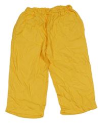 Žlté ľahké culottes nohavice s květem