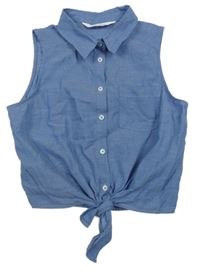 Modrá crop halenka s uzlem H&M