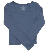 Modrošedé rebrované crop tričko H&M