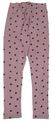 Ružové rebrované legíny so srdiečkami