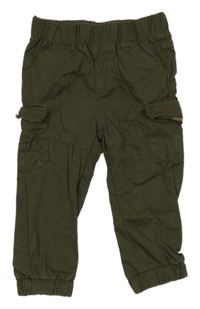 Khaki plátenné cuff cargo nohavice ZEEMAN