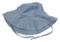 Modro-bílý pruhovaný krepový klobouk 