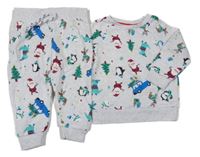 2set - Šedá melírovaná mikina s vánočním motivem + tepláky Primark