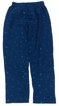 Petrolejové pyžamové nohavice so srdiečkami