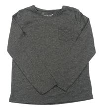 Tmavosivé melírované tričko s perforovanou vreckom a trblietkami PRIMARK