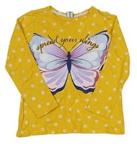 Horčicové bodkovaná é tričko s motýlkom dopodopo