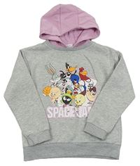 Sivá melírovaná mikina so SPACE JAM a kapucňou PRIMARK