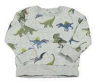 Svetlosivá melírovaná mikina s dinosaurami C&A