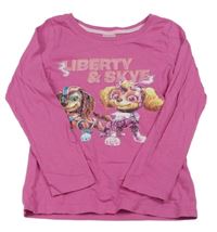 Tmavoružové tričko s PAW PATROL - Liberty a Skye zn. nickelodeon