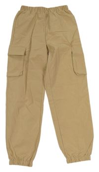 Béžové cargo cuff šušťákové nohavice SHEIN