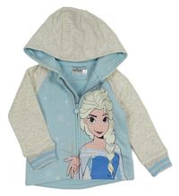 Světlemodro/šedá proínací mikina s Frozen a melírovanými rukávy a kapucí Disney