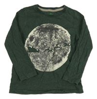 Tmavozelené melírované triko s měsícem John Lewis