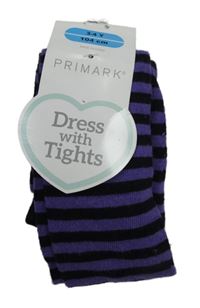 Nové - tmavofialovo-černé pruhované punčocháče PRIMARK