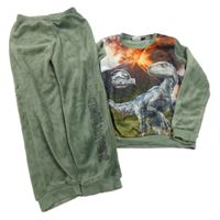 Khaki plyšové pyžama s dinosaurem - Jurský svět