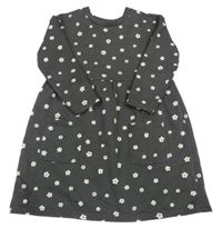 Tmavošedé květované teplákové šaty Nutmeg