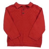 Červený vzorovaný sveter s golierikom Next