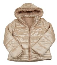 Pudrová lesklá prošívaná šusťáková zimní bunda s kapucí St. Bernard